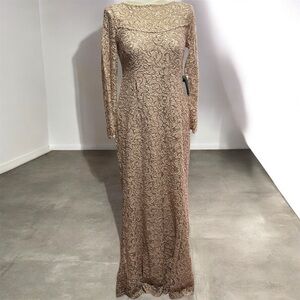 Nordstrom Tan Lace Long Sleeve Dress